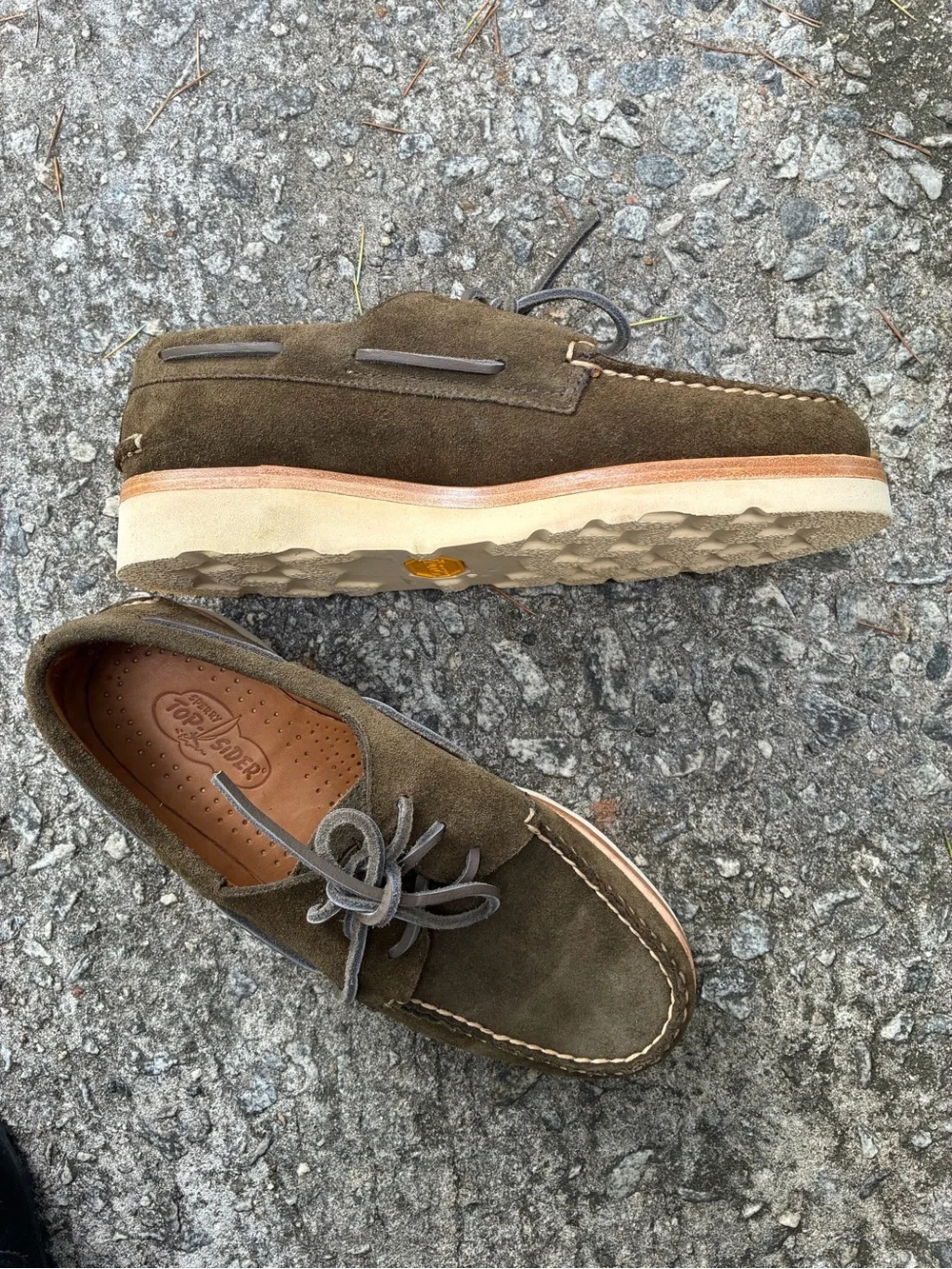 Sperry Men's Olive Suede Boat Shoes - Classic Moc Toe 8